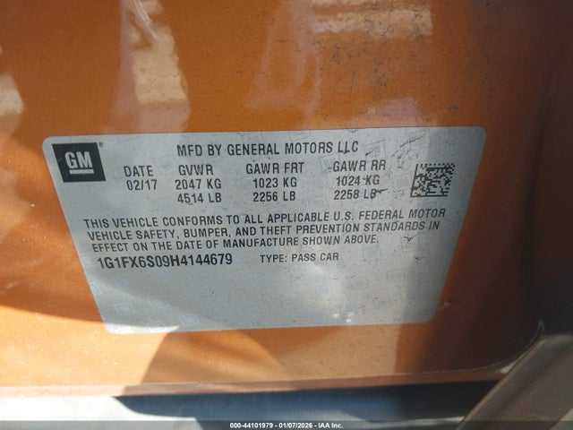 1G1FX6S09H4144679 Chevrolet Bolt Ev Premier