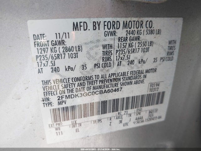 2012 FORD EDGE 2FMDK3GC0CBA60467 Photo 8