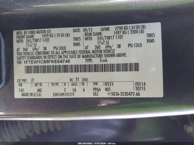 Ford F-150 Xlt 2015 1FTEW1C85FKE64748 Image 9