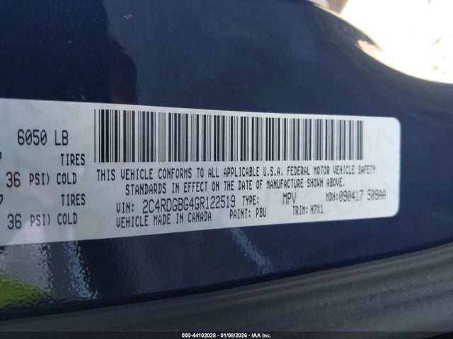 Dodge Grand Caravan Se 2016 2C4RDGBG4GR122519 Image 9