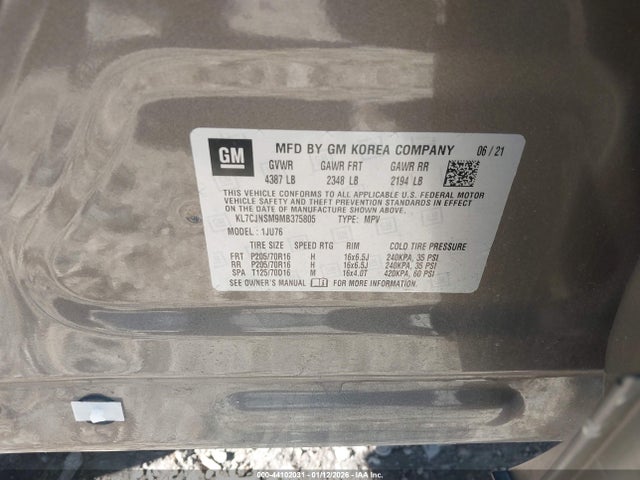 2021 CHEVROLET TRAX KL7CJNSM9MB375805 Photo 8