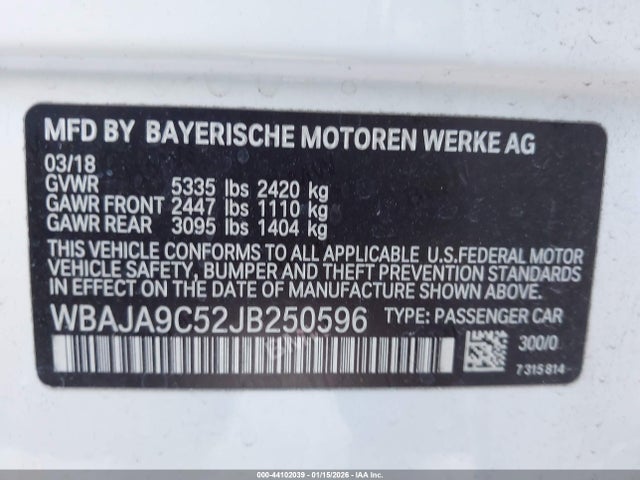 WBAJA9C52JB250596 BMW 530e Iperformance