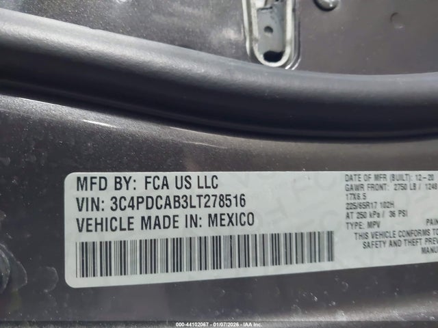 2020 DODGE JOURNEY 3C4PDCAB3LT278516 Photo 8