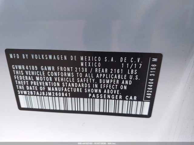 3VW2B7AJ8JM260841 Volkswagen Jetta 1.4t S