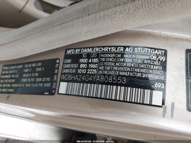 Продажа на аукционе авто 2000 Mercedes-benz C 230 Kompressor, vin: WDBHA24G4YA808553, номер лота: 44102105