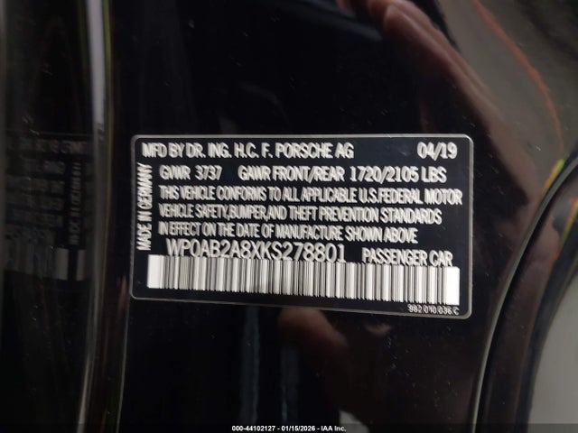 2019 PORSCHE 718 CAYMAN WP0AB2A8XKS278801 Photo 8