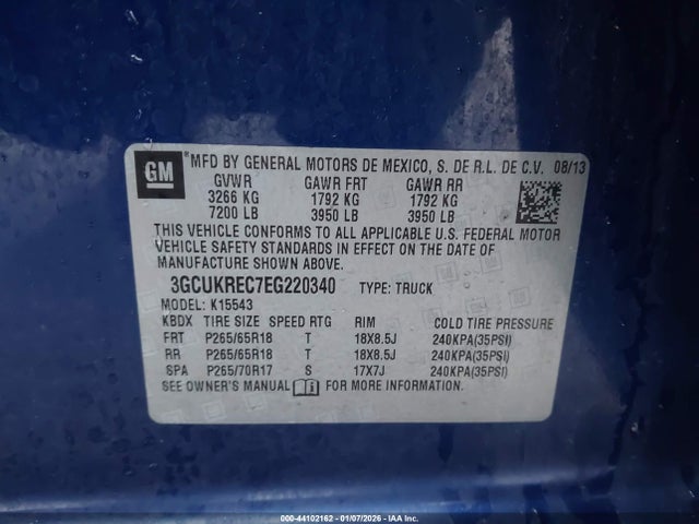 3GCUKREC7EG220340 Chevrolet Silverado 1500 2lt