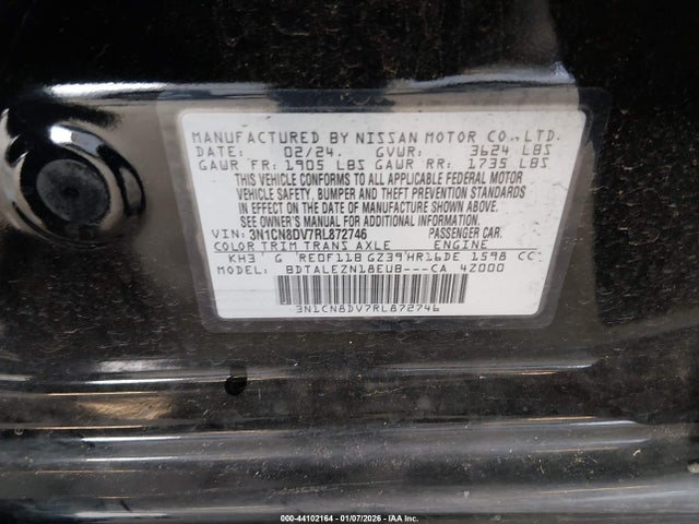 3N1CN8DV7RL872746 Nissan Versa 1.6 S