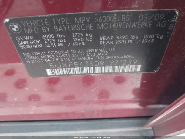 2009 BMW X5 5UXFE43509L271239 Photo 8