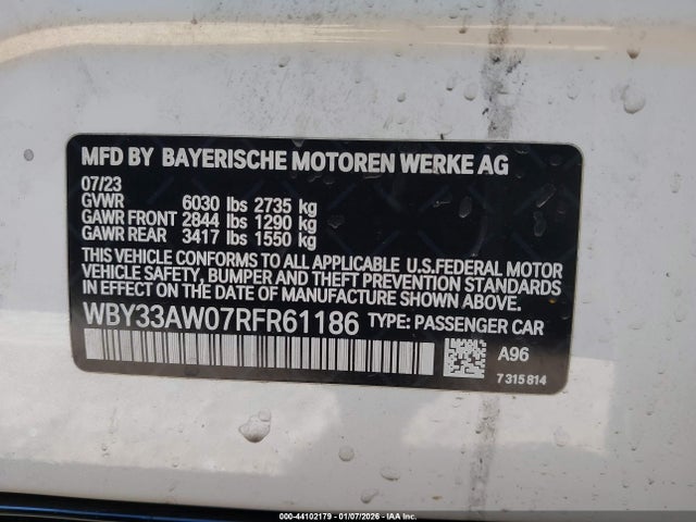 WBY33AW07RFR61186 BMW I4 Gran Coupe M50