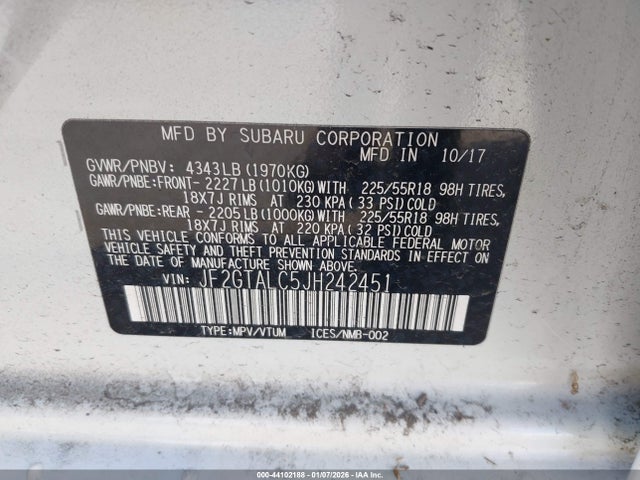 JF2GTALC5JH242451 Subaru Crosstrek 2.0i Limited