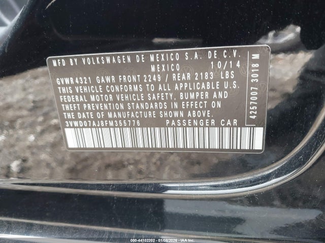 3VWD07AJ8FM355776 Volkswagen Jetta 1.8t Se