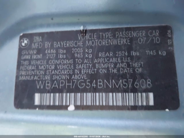 2011 BMW 328I WBAPH7G54BNM57608 Photo 8