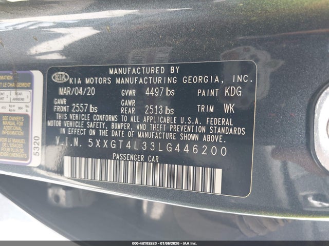 KIA Optima Se 2020 5XXGT4L33LG446200 Image 9