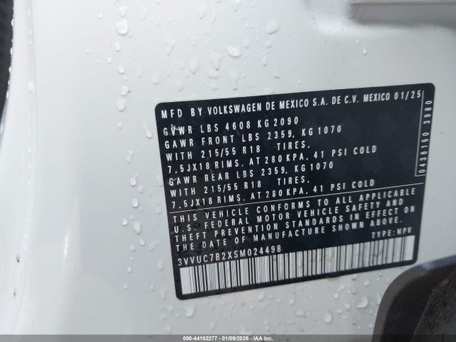 Aukcja sprzedaży 2025 Volkswagen Taos 1.5t Se, vin: 3VVUC7B2XSM024498, numer aukcji: 44102277