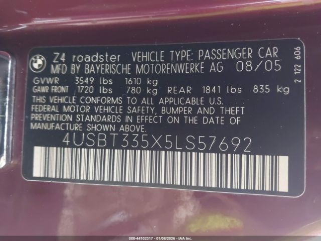 2005 BMW Z4 4USBT335X5LS57692 Photo 8
