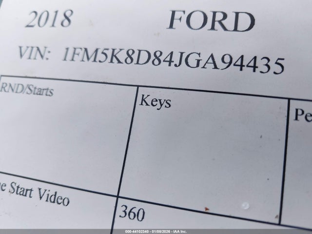 1FM5K8D84JGA94435 Ford EXPLORER XLT