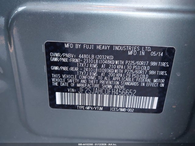 JF2SJAHC0FH456652 Subaru Forester 2.5i Limited