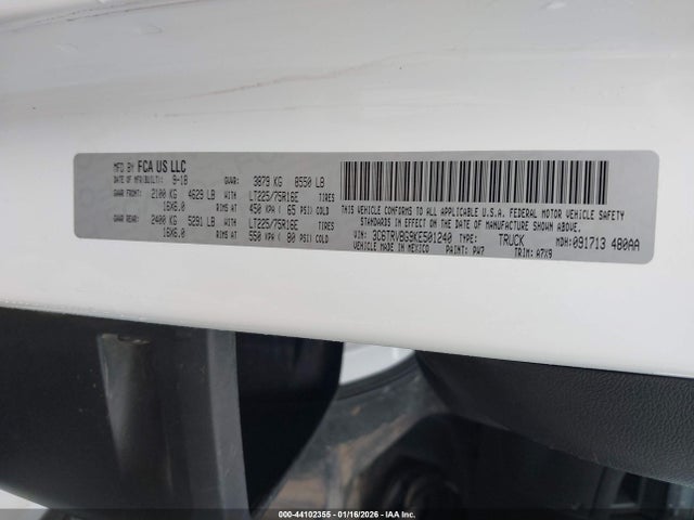 44102355 :رقم المزاد ، 3C6TRVBG9KE501240 vin ، 2019 Ram Promaster 1500 High Roof 136 Wb مزاد بيع