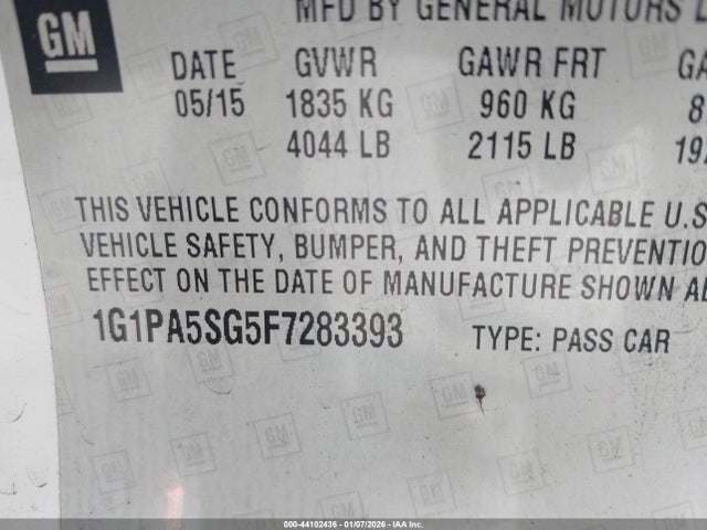 1G1PA5SG5F7283393 Chevrolet Cruze Ls Auto
