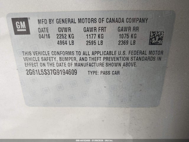 2016 CADILLAC XTS 2G61L5S37G9194609 Photo 8