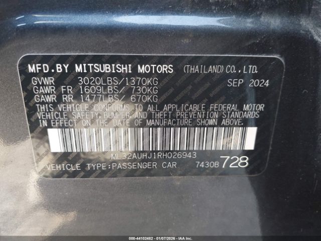 2024 MITSUBISHI MIRAGE ML32AUHJ1RH026943 Photo 8