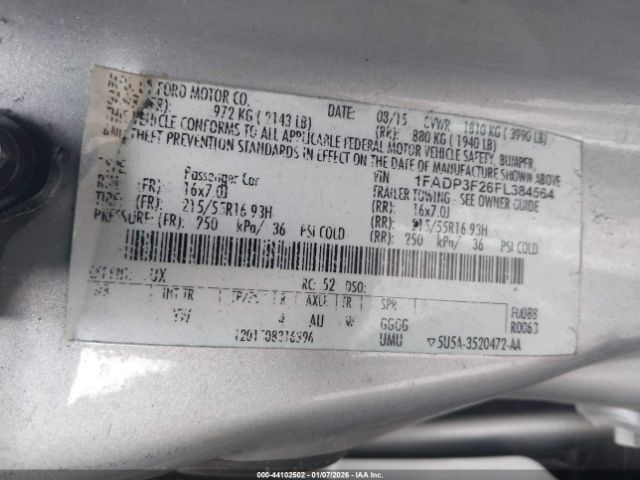 2015 FORD FOCUS 1FADP3F26FL384564 Photo 8