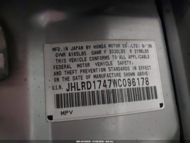 1998 HONDA CR-V JHLRD1747WC096178 Photo 8