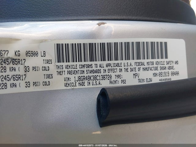 Aukcja sprzedaży 2008 Jeep Grand Cherokee Laredo, vin: 1J8GR48K38C138720, numer aukcji: 44102573