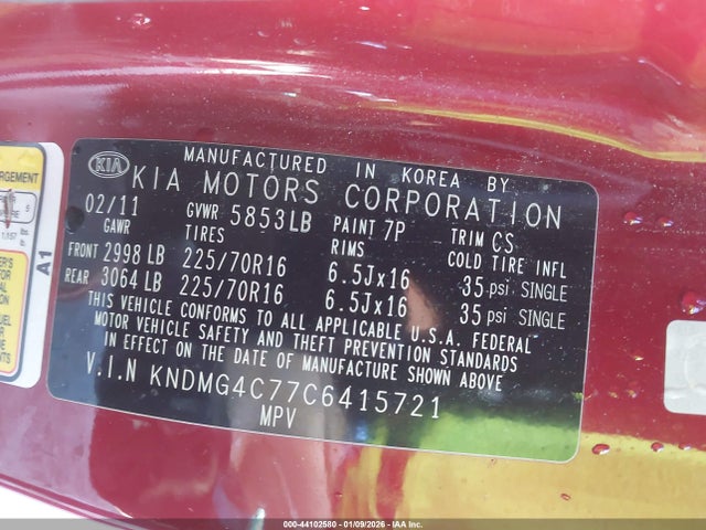 2012 KIA SEDONA KNDMG4C77C6415721 Photo 8