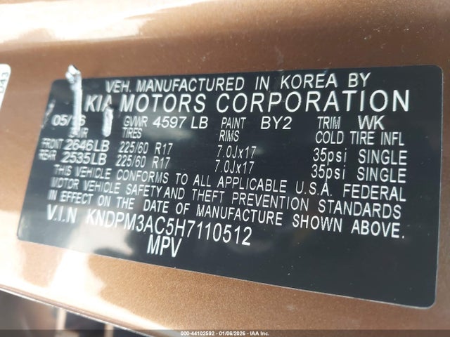 KNDPM3AC5H7110512 KIA Sportage Lx