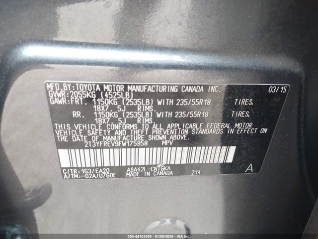 2T3YFREV9FW175958 Toyota Rav4 Limited