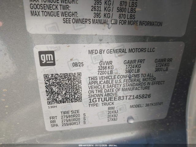 1GTUUEE83TZ145826 GMC SIERRA 1500