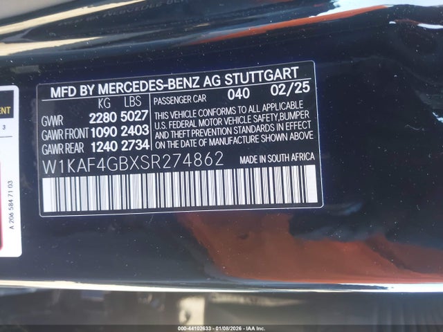 W1KAF4GBXSR274862 Mercedes-Benz C 300