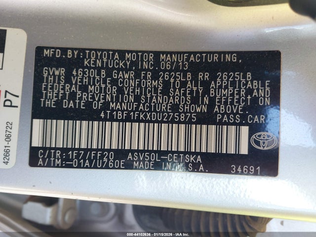 2013 TOYOTA CAMRY 4T1BF1FKXDU275875 Photo 8