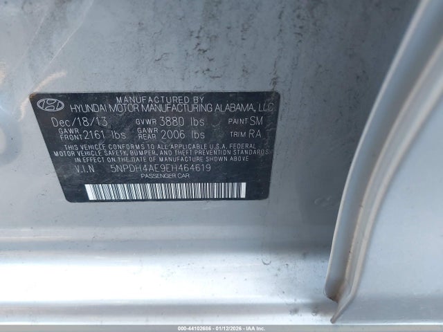 5NPDH4AE9EH464619 Hyundai ELANTRA SE