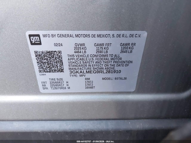 Продажа на аукционе авто 2024 Gmc Terrain Fwd Sle, vin: 3GKALMEG9RL281910, номер лота: 44102707