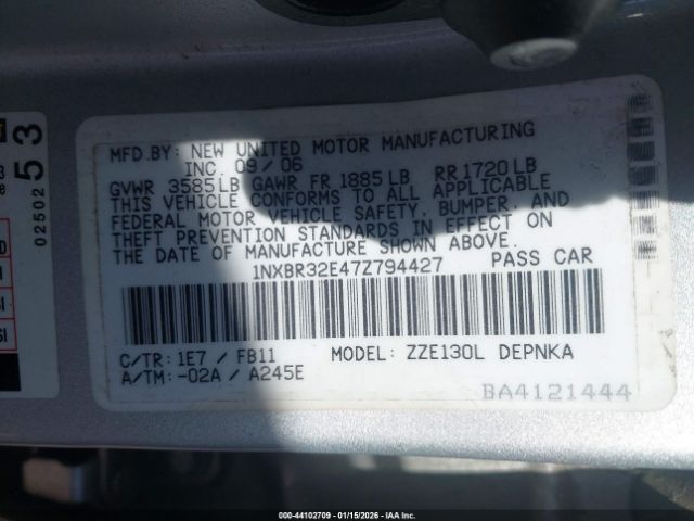 2007 TOYOTA COROLLA 1NXBR32E47Z794427 Photo 8