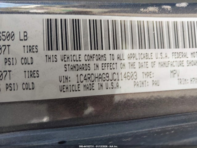 1C4RDHAG9JC114603 Dodge Durango Sxt Rwd