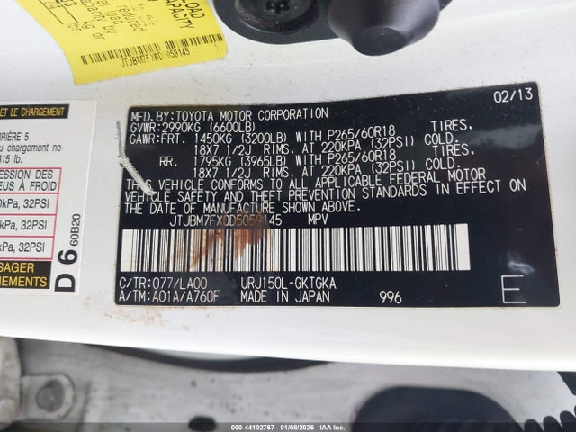 Продажа на аукционе авто 2013 Lexus Gx 460, vin: JTJBM7FX0D5059145, номер лота: 44102767