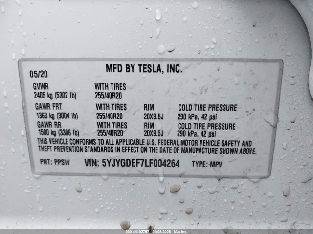 2020 TESLA MODEL Y 5YJYGDEF7LF004264 Photo 8