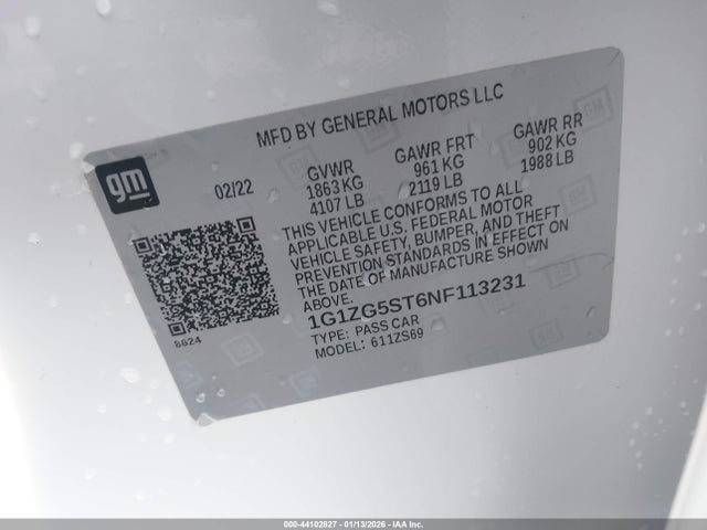 1G1ZG5ST6NF113231 Chevrolet Malibu Fwd Rs