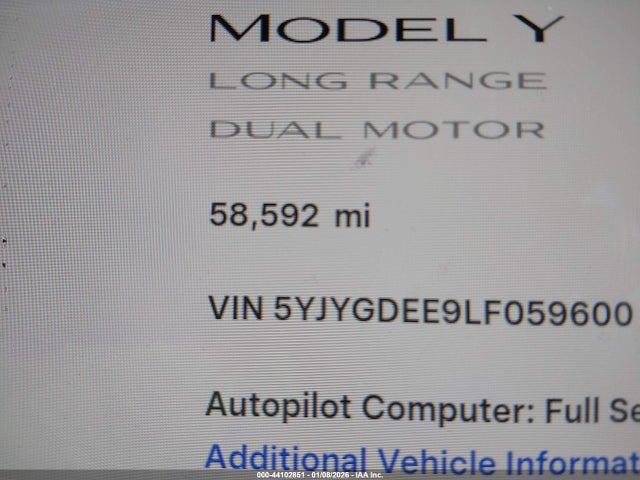 5YJYGDEE9LF059600 Tesla Model Y Long Range Dual Motor All-wheel Drive