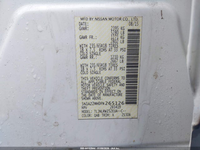5N1AZ2MH0FN265126 Nissan MURANO SL