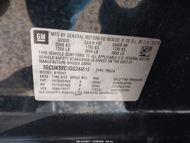Chevrolet Silverado 1500 1lz 2016 3GCUKSEC1GG244515 Image 9