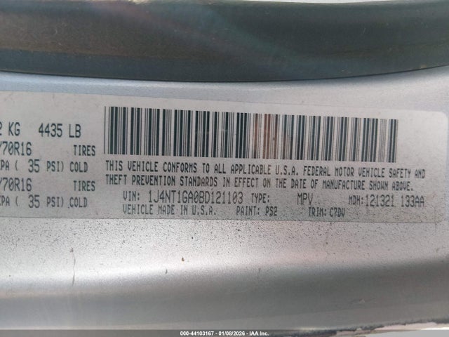44103167 :رقم المزاد ، 1J4NT1GA0BD121103 vin ، 2011 Jeep Patriot Sport مزاد بيع