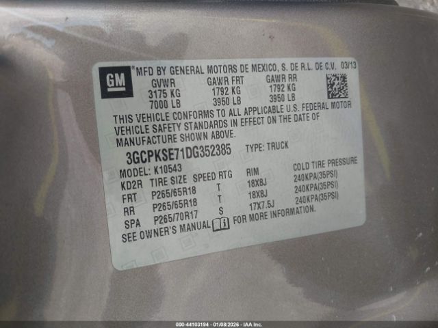 2013 CHEVROLET SILVERADO 1500 3GCPKSE71DG352385 Photo 8