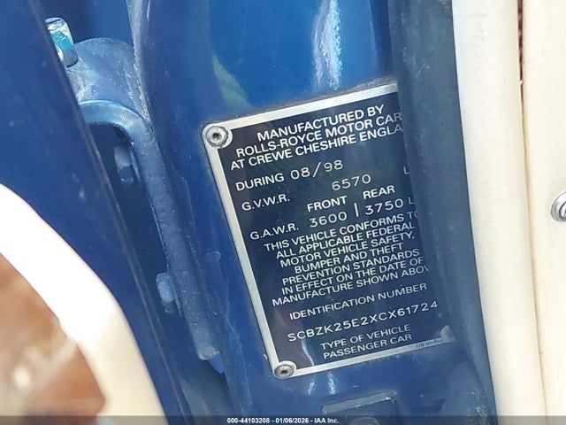 1999 BENTLEY AZURE SCBZK25E2XCX61724 Photo 8