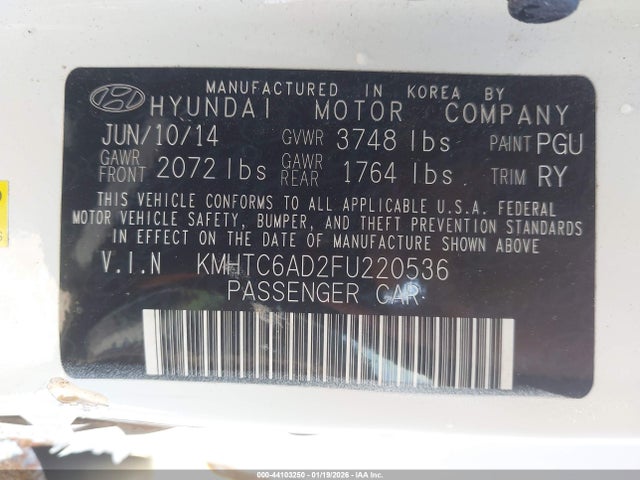 Продажа на аукционе авто 2015 Hyundai Veloster Flex, vin: KMHTC6AD2FU220536, номер лота: 44103250