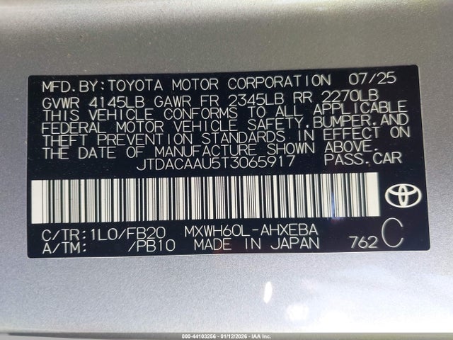 JTDACAAU5T3065917 Toyota Prius Le